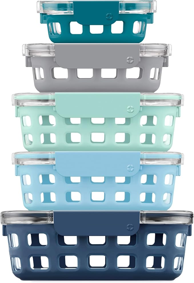 Ello Duraglass Mixed Meal Prep Sets Leak-Proof Glass Food Storage Containers by Ello