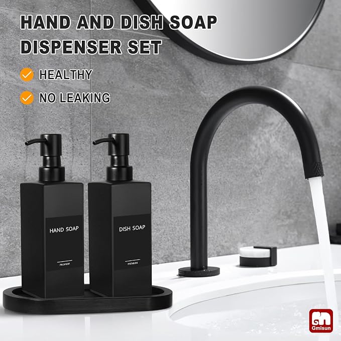 GMISUN Kitchen Soap Dispenser Set, Hand and Dish Soap Dispensers Set, - Image 5