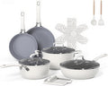 Ammeloo 15-Piece Ribbed Ceramic Cookware Set, Pots and Pans Set Non Stick by Unknown
