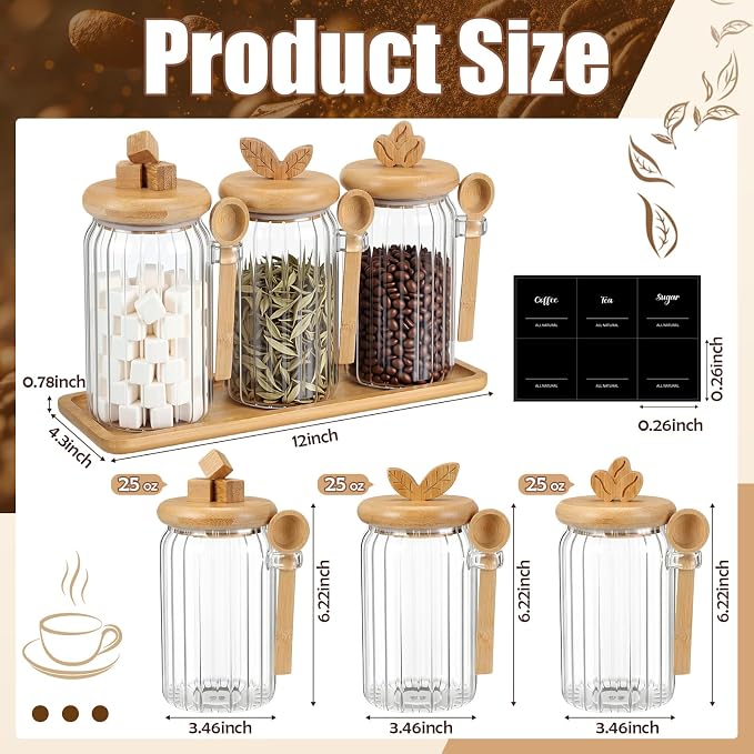 Suclain 3 Pcs Glass Coffee Container - Image 2