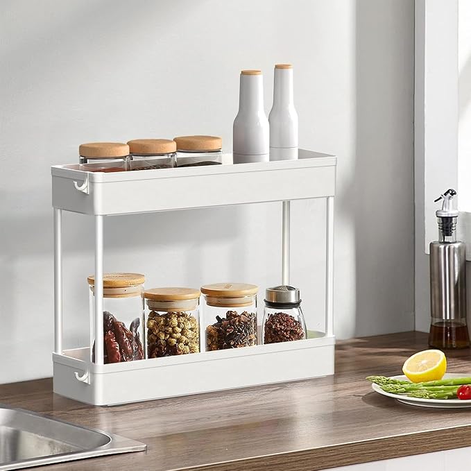SPACELEAD 2-piece Set Slim Storage Cart 3 Tier, Bathroom Organizer Rolling - Image 3