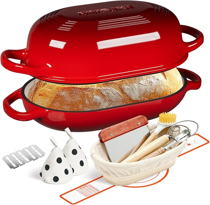 Enameled Cast Iron Sourdough Bread Oven, Dutch Oven, incl. Sourdough by UmiteChef
