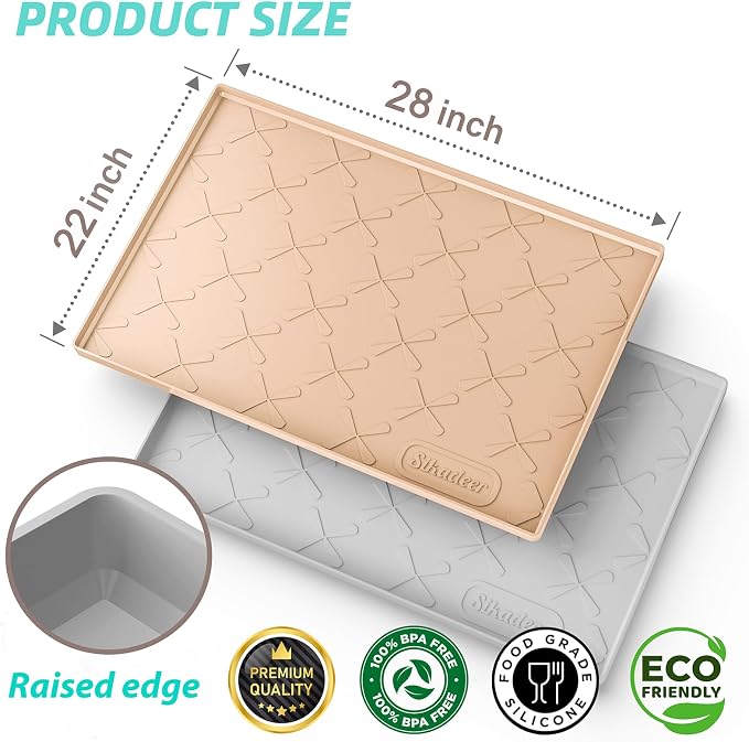 SIKADEER 28" x 22" Under Sink Mat Waterproof, Silicone Mat Kitchen Drawer Shelf - Image 3