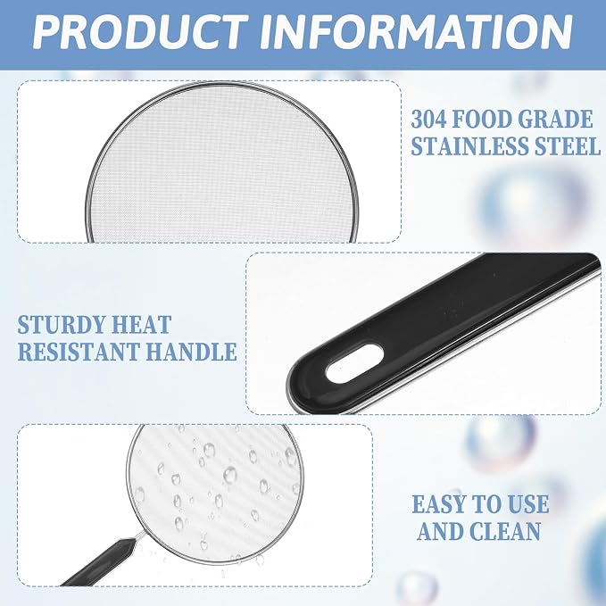 Splatter Screen for Frying Pan 7.5’’ Stainless Steel Grease Splatter Guard - Image 4