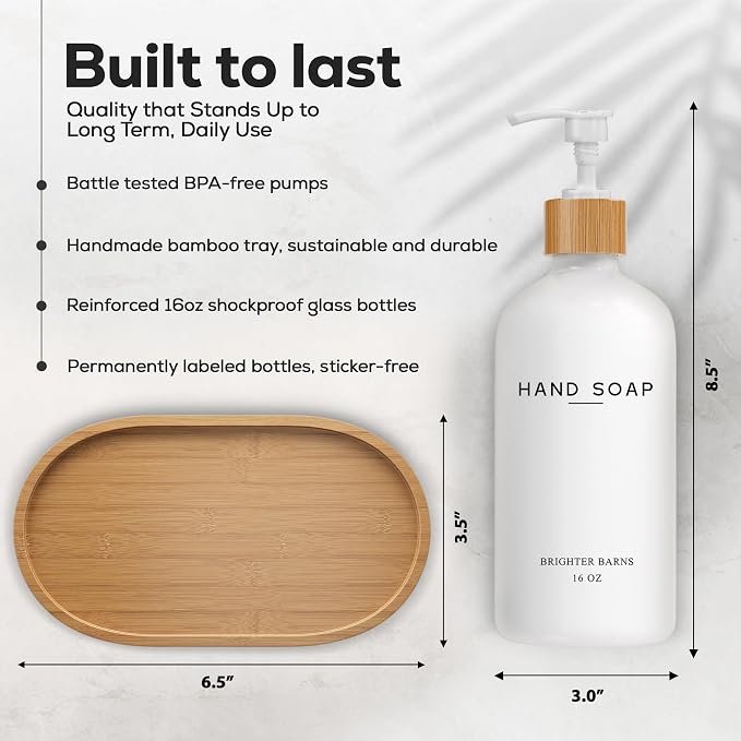 White Glass Hand and Dish Soap Dispenser Set by Brighter Barns - Image 3