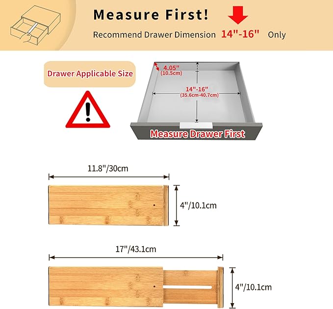 Utoplike Bamboo Dresser Drawer Dividers, Spring Loaded, Works in Kitchen - Image 3