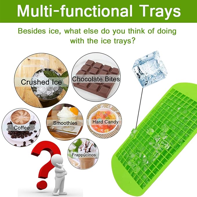 Silicone Mini Ice Cube Trays 2 Pack, 160 Small Ice Cube Molds Easy Release - Image 3