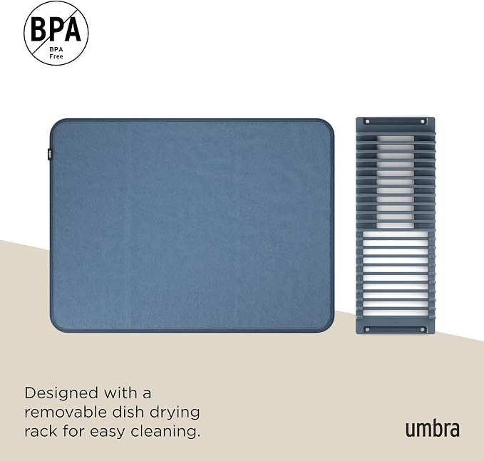 Umbra Udry Dish Rack and Microfiber Drying Mat – Space-Saving Design Folds Up - Image 6