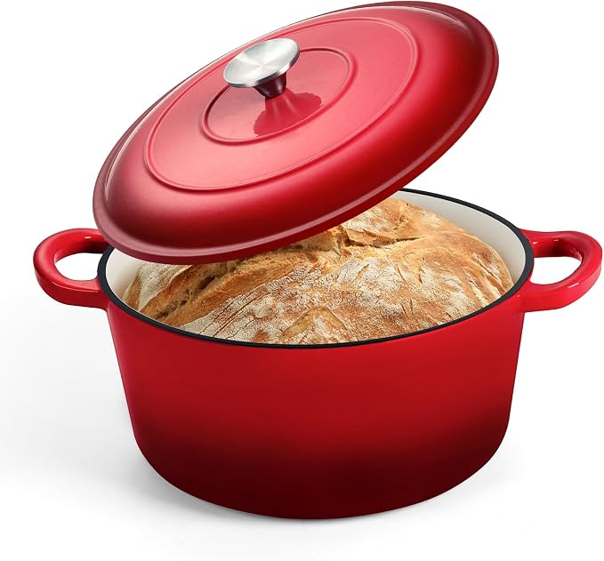 P&P CHEF 5QT Enameled Dutch Oven, Cast Iron Dutch Oven Pot by PPCHEF