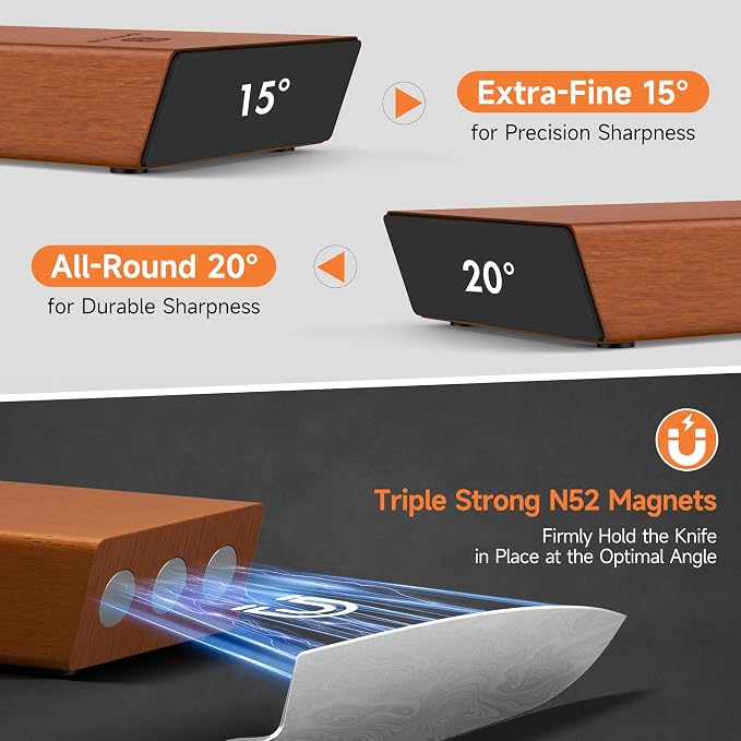 Rolling Knife Sharpener, Diamond & Ceramic Disc, 15° & 20° Magnetic Angle - Image 6