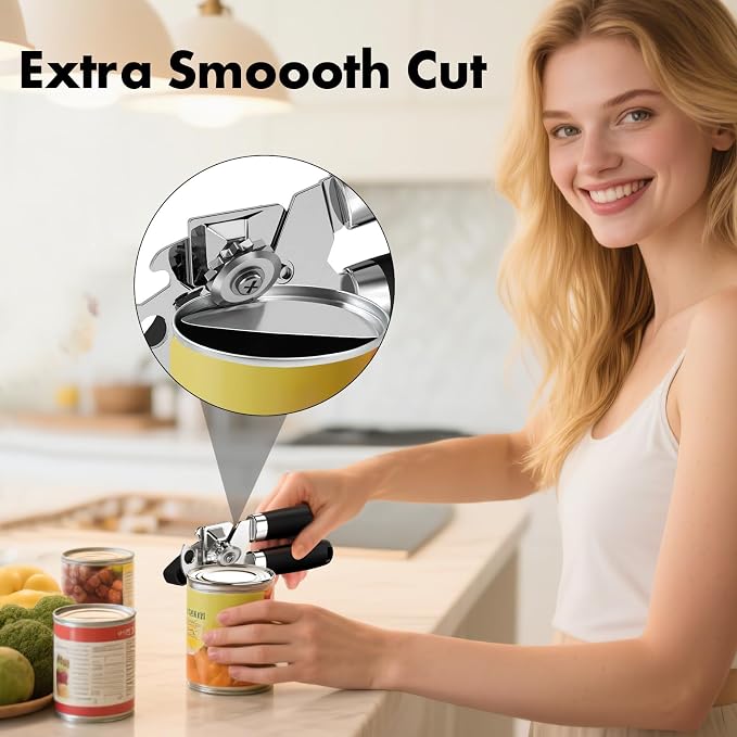 3PCS Can Opener Manual & Bottle Opener & Wine Opener, Smooth Edge Can Openers - Image 2