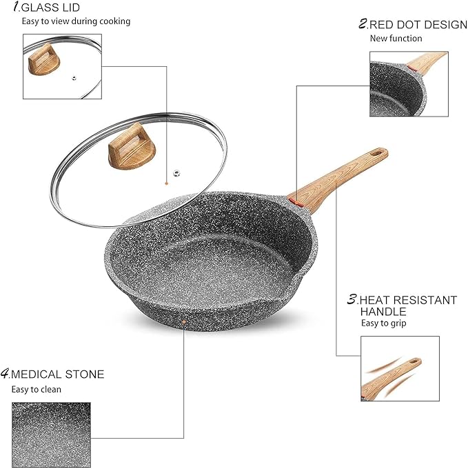 Starunder Induction Nonstick Skillet Frying Pan, Swiss medical stone Omelette - Image 6