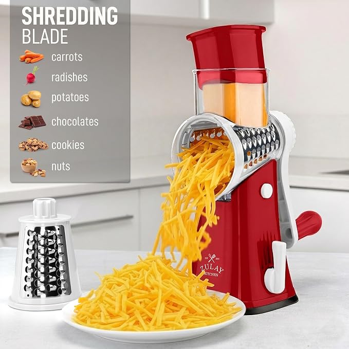 Zulay Kitchen Rotary Cheese Grater 5 Blade Cheese Shredder - Image 3