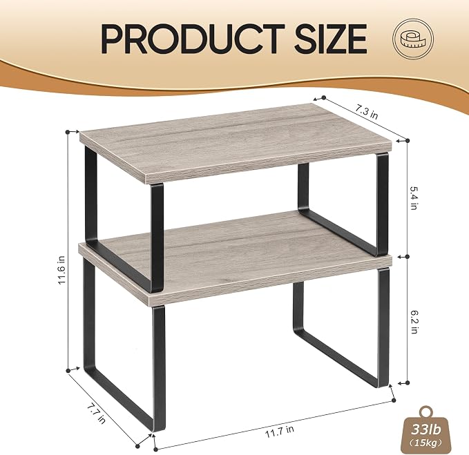 NEX Kitchen Cabinet and Counter Shelf Organizer, Shelf Riser - Image 3