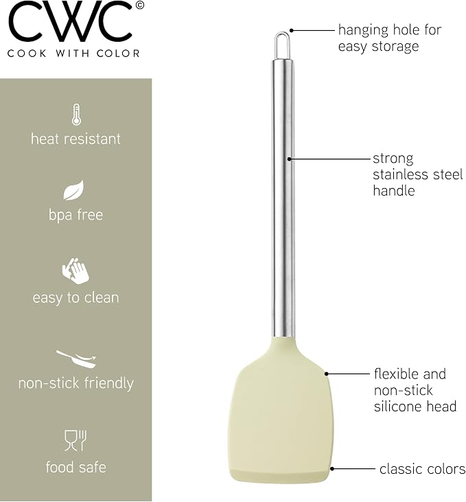 COOK WITH COLOR Silicone Cooking Utensils, Kitchen Utensil Set, Cooking Utensils - Image 7