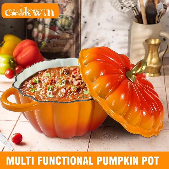 Pumpkin Enameled Cast Iron Dutch Oven - Image 6