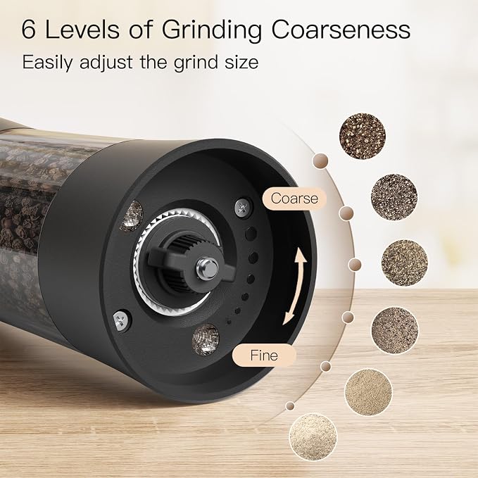 Ultrean Electric Salt and Pepper Grinder Set, USB-C Rechargeable, Salt and - Image 3