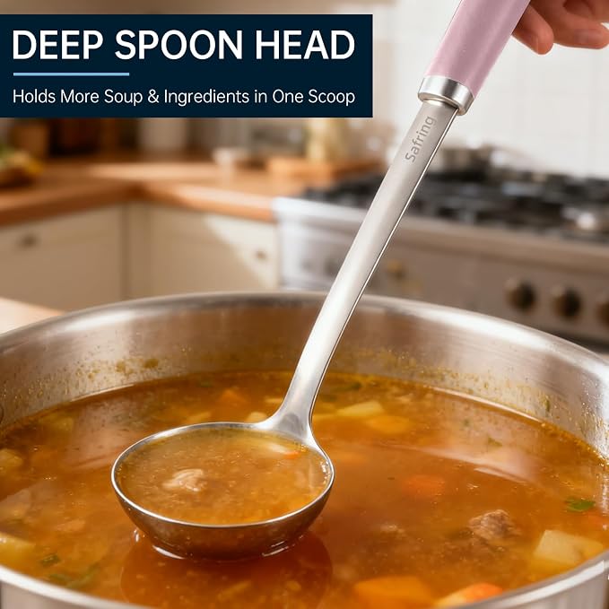 Safring Stainless Steel Soup Ladle and Spaghetti Spoon Set, Heat Resistant - Image 5