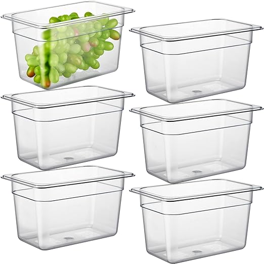 CURTA 6-Pack 1/4 Size 6" Deep NSF Polycarbonate Food Pans | Dishwasher & by CURTA