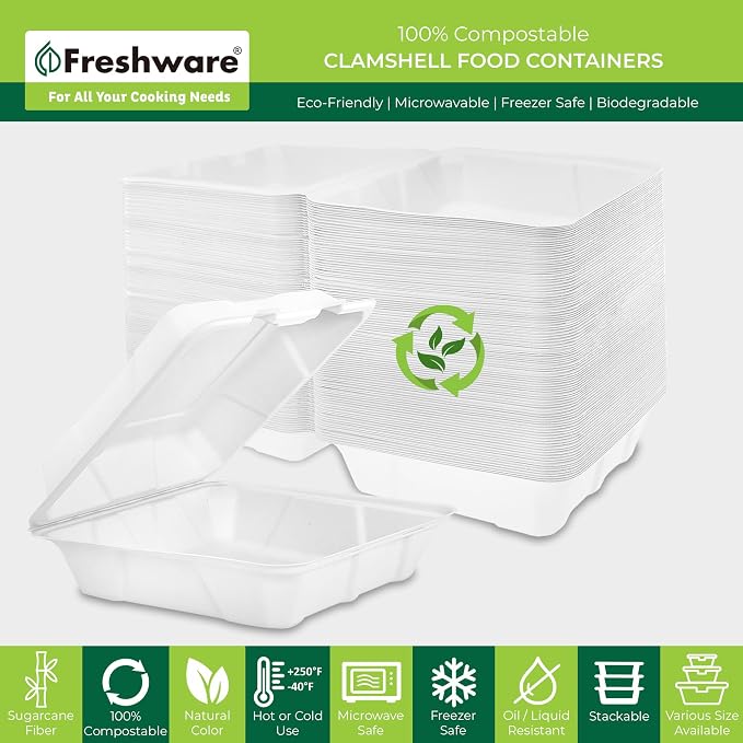 Freshware Clamshell Take Out Food Containers - Image 2