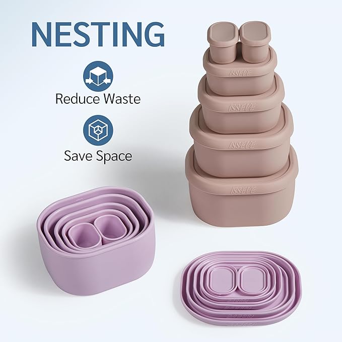 ISSEVE 12Pcs/Set Nesting Silicone Food Storage Containers - Image 3