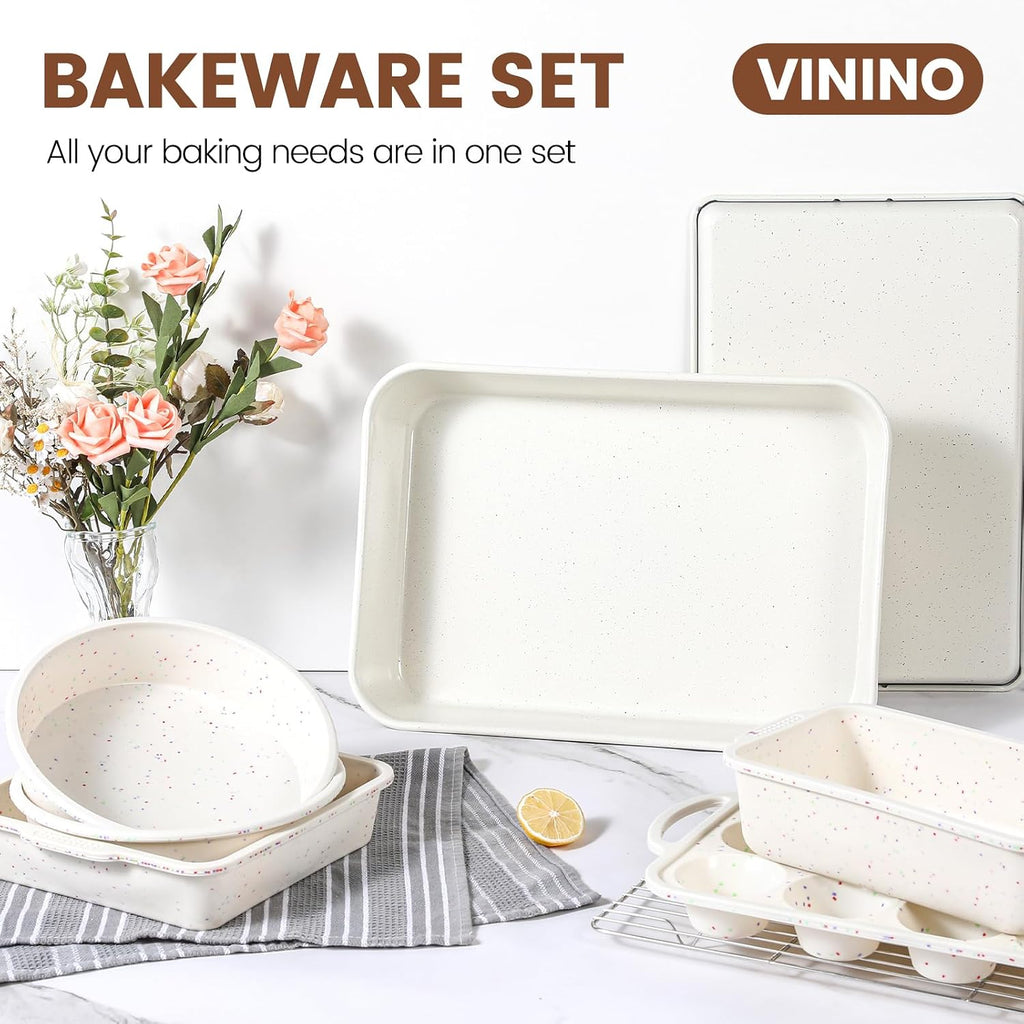 Vinino 8-Piece Baking Pans Set Nonstick, Bakeware Set includes