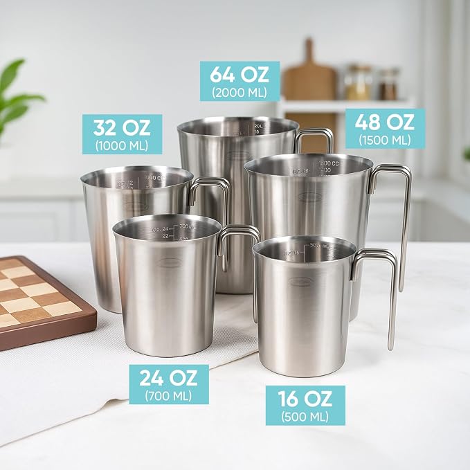 Newness 2-Pack Stainless Steel Measuring Cups Set, Metal Measuring Cup - Image 6
