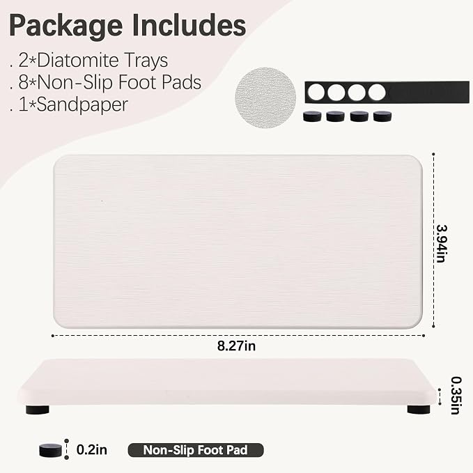 NiuYichee 2 Pcs Water Absorbing Stone Trays, Kitchen/Bathroom Sink Soap Dish - Image 6