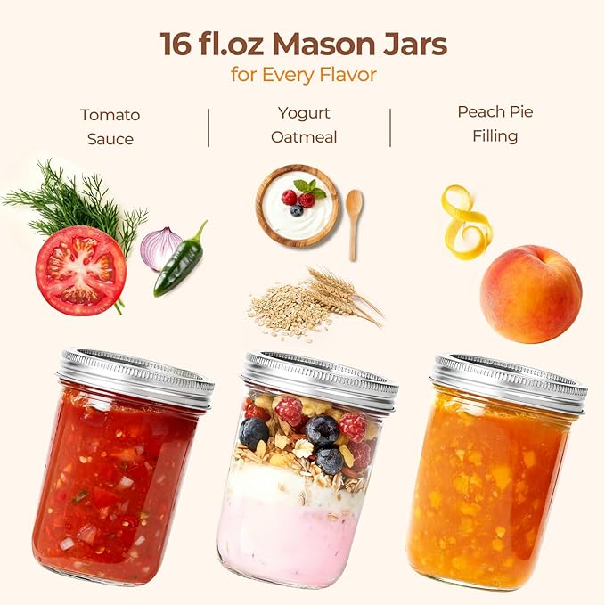 ComSaf Wide Mouth Mason Jars 16oz - Image 5
