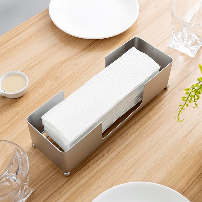 MyGift Modern Silver Tone Metal Countertop Folded Paper Towel Holders, - Image 4