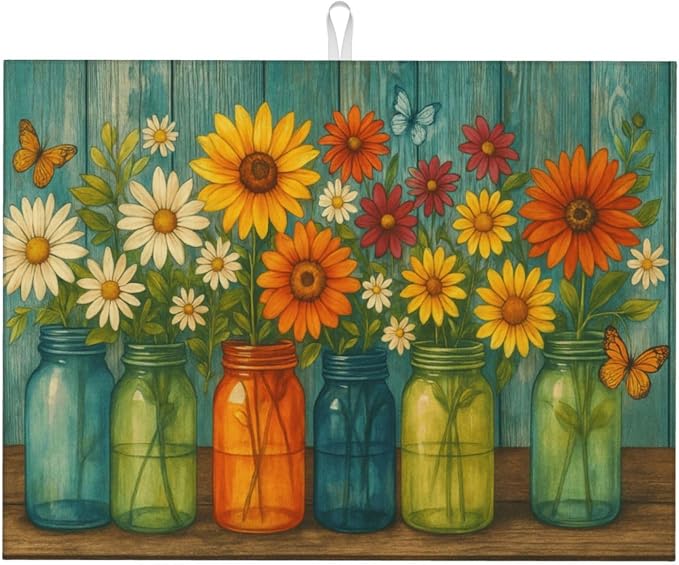 Rustic Vintage Flower Dish Drying Mats by Unknown