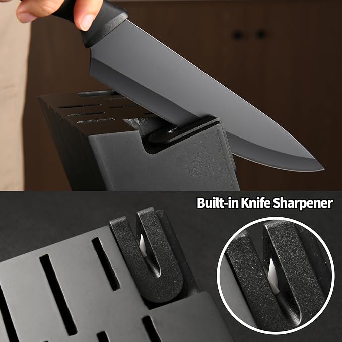 15-Piece Stainless Steel Kitchen Knife Set, Built-in Knife Sharpener, - Image 4