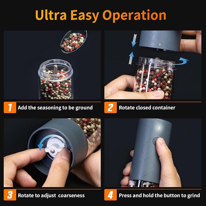 2Pack Electric Salt and Pepper Grinder Set USB Rechargeable - Image 7