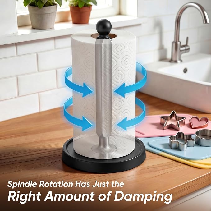 theaoo Paper Towel Holder Countertop, One-Handed Tear Paper Towel Stand - Image 3
