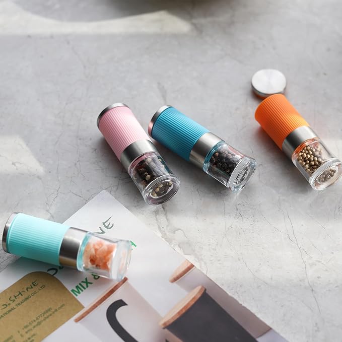 VEVOK CHEF Small Salt and Pepper Grinder 4Pcs Portable Mini Glass Salt Spices - Image 9