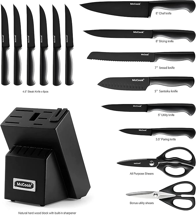 McCook® Knife Sets, German Stainless Steel Knife Block Sets - Image 2