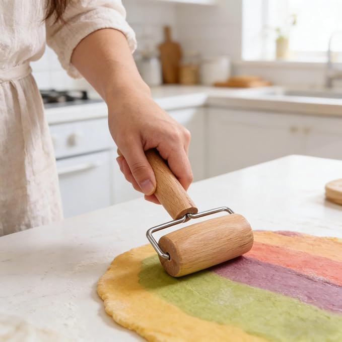 Small Rolling Pin, Wooden Dough Roller, Non-Stick Pizza Roller, T Type Rolling - Image 4
