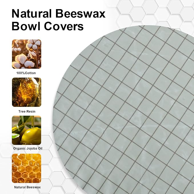Reusable Bowl Covers for Bread Proofing（2 Large）- Cotton Beeswax Bowl Covers - Image 4