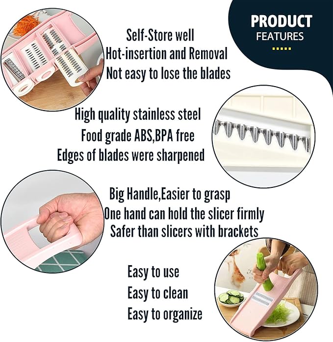 NACOLUS Mandoline Slicer for Kitchen Slicer Vegetable Cutter 5 In 1 Veggie - Image 5