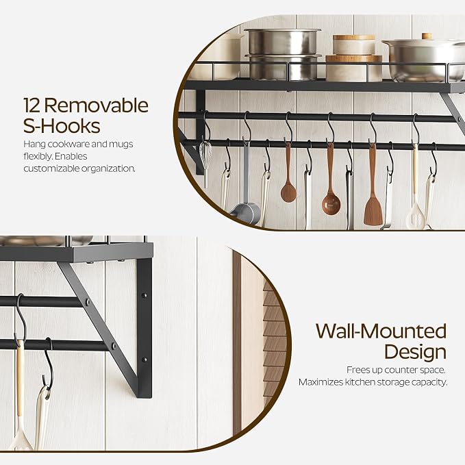 YATINEY Pot Rack, 30 Inch Wall Mounted Pot Rack, Kitchen Pot and Pan Organizer - Image 4