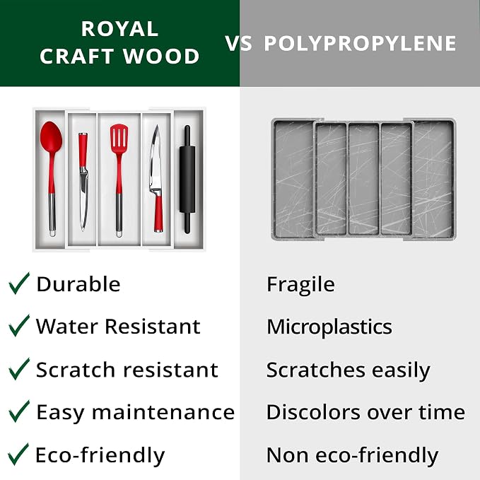 ROYAL CRAFT WOOD Luxury Bamboo Kitchen Drawer Organizer - Image 8