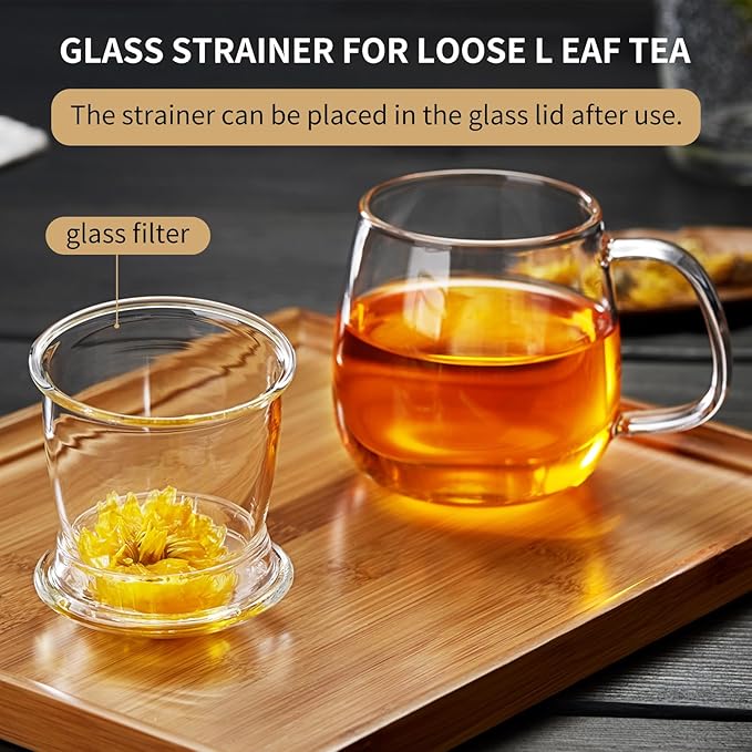 DOPUDO Large Glass Tea Cup, 25.6 oz Borosilicate Glass Tea Mug - Image 4