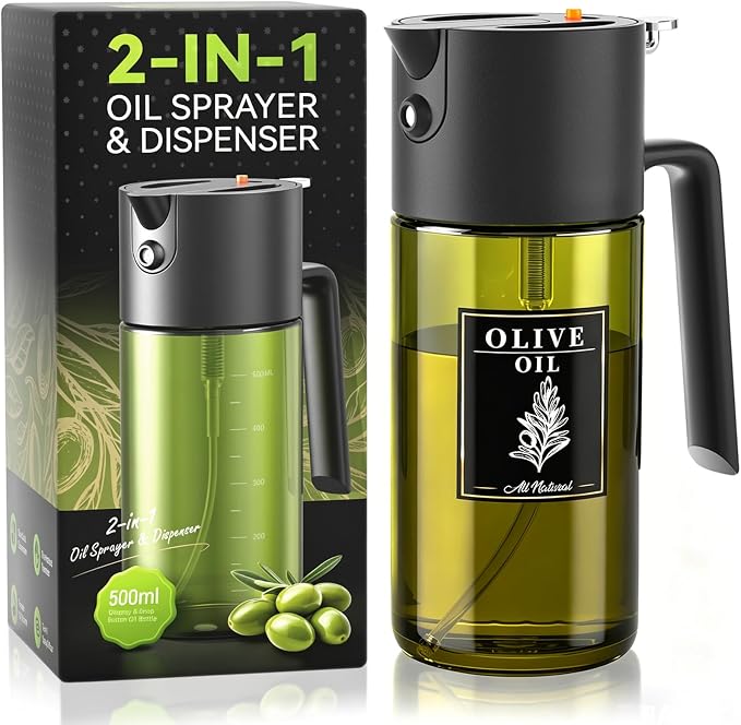 2-IN-1 500ml/17oz Light-Blocking Dark Oil Sprayer by Gelibo