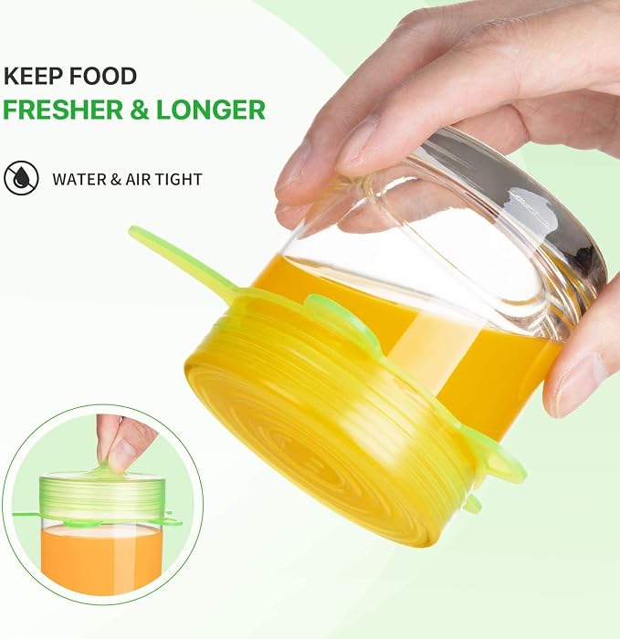 Silicone Stretch Lids for Food Storage in Fridge, 12 Pack Silicone Lids - Image 7