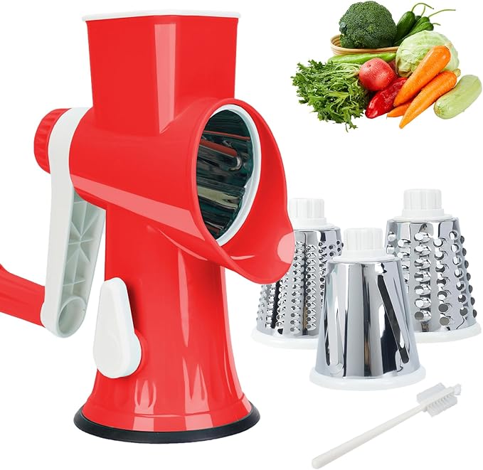 Rotary Cheese Grater with Handle-Versatile Cheese Grater Non-Slip Suction Base by Unknown