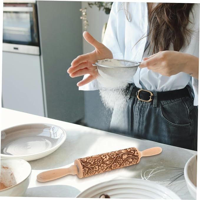 Embossed Rolling Pin for Baking Wooden Pastry Roller - Image 5