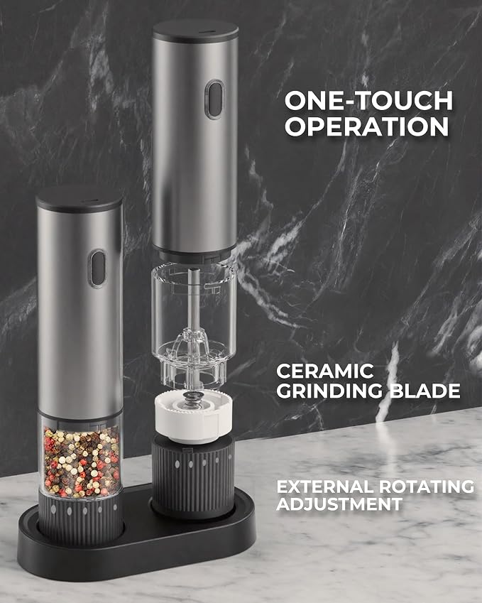 Electric Salt and Pepper Grinder Set, USB Rechargeable Salt and Pepper Shaker - Image 5