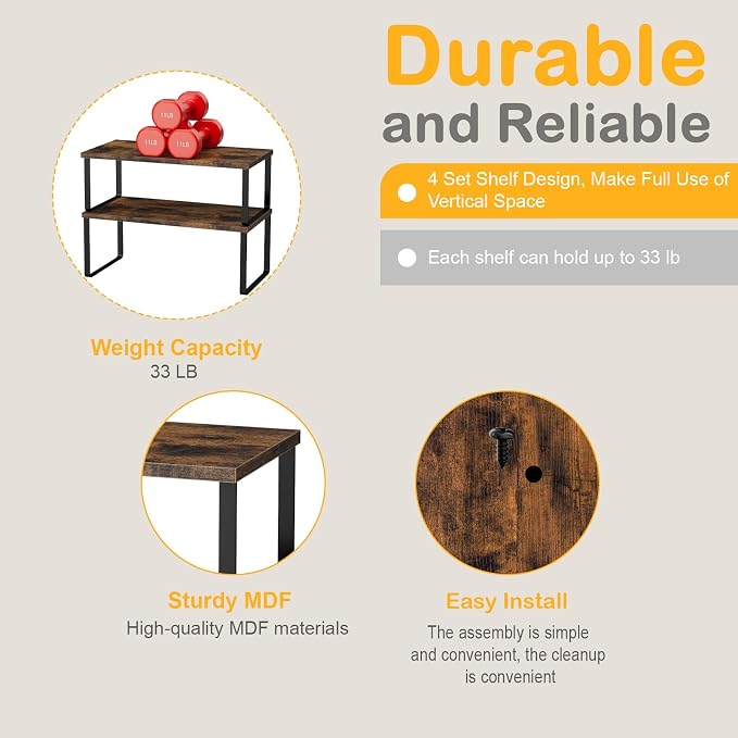 OGEMXU Cabinet Shelf Organizers, 15.7 inches Large Kitchen Counter Shelf - Image 5
