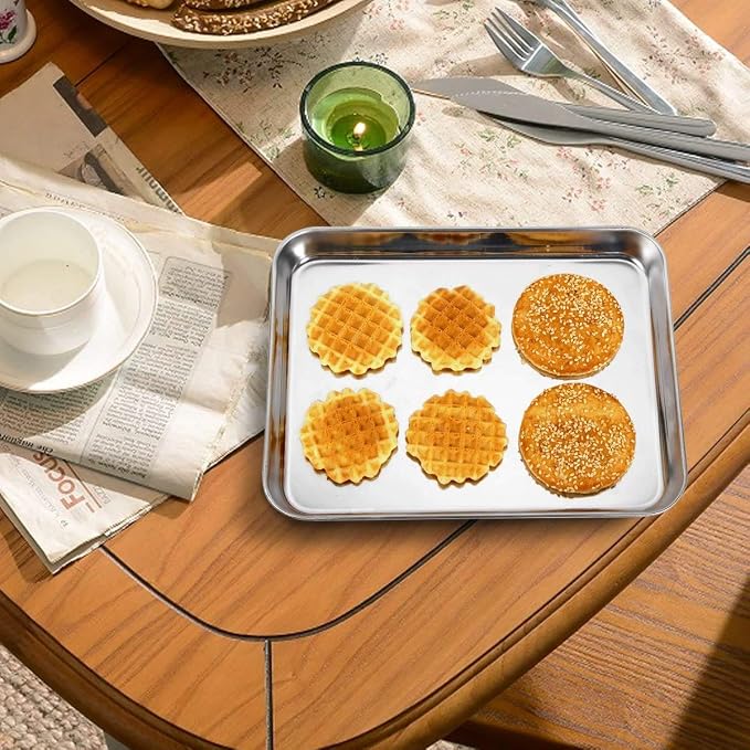 Wildone Baking Sheet with Rack Set, Stainless Steel Cookie Pan baking Tray with - Image 6