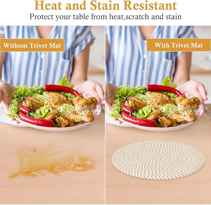 Billbotk 8"" Trivets for Hot pots and Pans, 6 Heat Resistant Hot Pads, Pot - Image 5